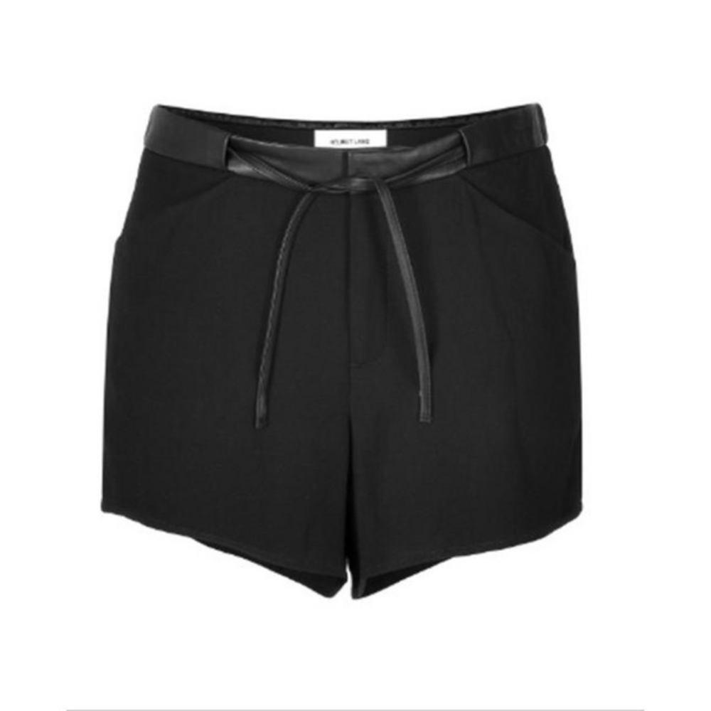 Helmut Lang Black Leather‎ Drawstring Shorts 4
